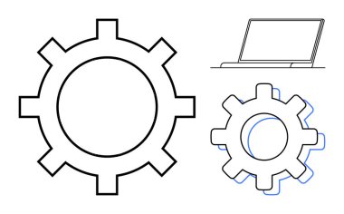 Daha küçük teçhizatlı ve minimal dizaynlı büyük teçhizat. Teknoloji, süreç, mühendislik, yenilik, iş akışı, verimlilik, dijital dönüşüm için ideal. Temiz ve basit düz metafor