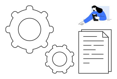 Vitesler iş akışı koordinasyonunu, belgeler organize planlamayı ve profesyonel verileri temsil eder. Takım çalışması, süreç optimizasyonu, iş stratejisi, belgeler, planlama için ideal