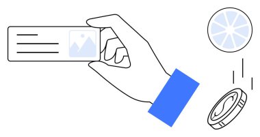 Kimlik kartında fotoğraf, yazı tura ve turta grafiği, kimlik doğrulama, karar verme ve değerlendirmeyi sembolize ediyor. Kimlik denetimi, seçimler, denge ve finansal için ideal