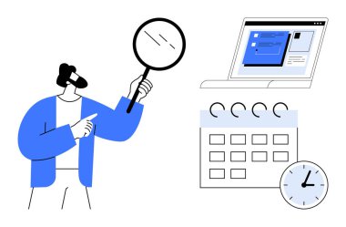 Zamanlama, zaman izleme ve görev yönetimi ile ilgili unsurlarda büyüteç tutan kişi. İş planlaması, analiz, proje yönetimi, organizasyon, zaman yönetimi için ideal