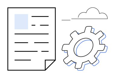 Ana hatları, teçhizatı, sistem ayarlarını ve bulut hesaplamasını gösteren bulut dökümanları. Teknoloji, veri yönetimi, bulut hizmetleri, üretkenlik, sistem optimizasyonu, otomasyon için ideal