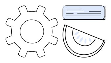 Üretkenlik için vites, iletişim için metin kutusu ve tazelik için karpuz dilimi. Yaratıcılık için ideal, takım çalışması, problem çözme, yenilik, tasarım düşünme, basit beyin fırtınası