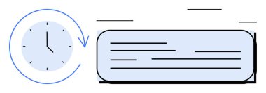 Yapılandırılmış görev listesinin yanında çizgileri olan zaman akışını temsil eden oklu saat. Verimlilik, verimlilik, hatırlama, rutin planlama, organizasyon, iş akışı için ideal, basit düz metafor