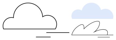 İki biçimlendirilmiş bulut biri ana hatlı, biri hafif yatay çizgilerle dolu hareket ya da esintiye işaret ediyor. Hava, doğa, basitlik, sakinlik, çevre, tasarım ve teknoloji için ideal