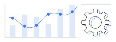 Büyüme eğilimi ve veri analizi, performans izleme ve sistem iyileştirmesini sembolize eden vites tablosu. İş stratejisi, mühendislik, optimizasyon, planlama, verimlilik için ideal
