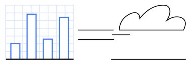 Verileri buluta aktaran çubuk grafik, dijital depolama ve analitik erişilebilirliği vurguluyor. İş analizi, sayısallaştırma, bulut hesaplaması, teknoloji eğilimleri, yenilik, veri için ideal