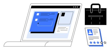 Başvuru formunu gösteren dizüstü bilgisayar, derecelendirmeli belge ve profesyonel evrak çantası. İşe alım, kariyer, istihdam, iş arama, iş İK, profesyonel araçları işlemek için ideal. Basit.