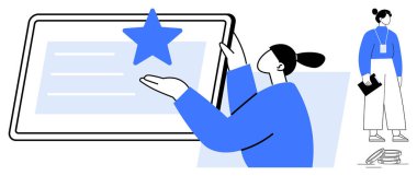 Bir yıldız ile büyük bir dijital ekran sergileyen kişi, tanınmayı, başarıyı ya da mükemmelliği simgeliyor. Not defteri tutan bir başka profesyonel figür de öğrenmeyi ya da başarıyı simgeliyor. İdeal