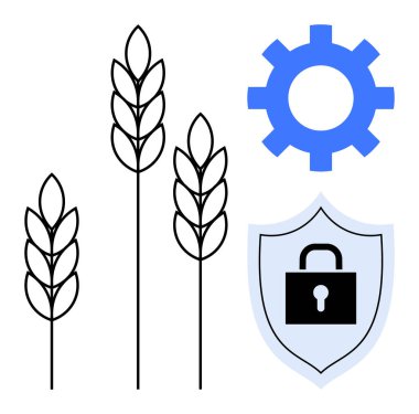 Vitesin yanında buğday sapları ve kilit kalkanı tarımteknolojiyi, veri korumayı ve yeniliği ön plana çıkarıyor. Tarım güvenliği, teknoloji, sürdürülebilirlik, endüstri güvenliği, gıda üretimi, ekinler için ideal
