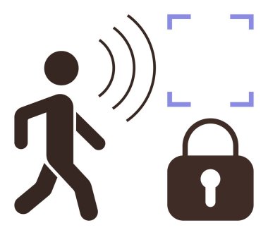 Güvenli erişim için biyometrik sensörlere doğru yürüyen insanlar. Güvenlik, biyometri, teknoloji, mahremiyet, veri koruması, akıllı sistemler ve yenilik için ideal. Basit düz metafor