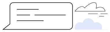 Yatay çizgileri olan konuşma balonu çizilmiş bulutlarla eşleştirilmiş metni öneriyor. İletişim, sohbet, mesajlaşma, basitlik, yaratıcılık, düşünceler, beyin fırtınası için ideal. Minimalist bir daire.