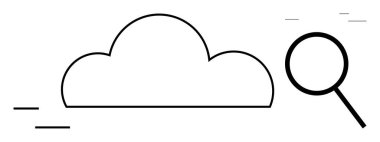 Bulut şekli ve büyüteç işaretleri veri keşfi, analiz, depolama ve arama. Teknoloji için ideal, dijital çözümler, araştırma, soruşturma, bağlantı bilgisi erişimi basit