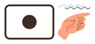 El, odak, rehberlik ya da sinyalleri temsil eden dalgalı çizgileri olan bir daire hedefi işaret ediyor. Konseptler için ideal yön, doğruluk, niyet, kılavuz, sinyal, basit düz odaklanma