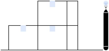 Yığılmış bloklar basamaklar oluşturur, küçük yer tutucular ve bir ampul. Yenilik, problem çözme, yaratıcılık, iş akışı optimizasyonu, beyin fırtınası büyüme enerjisi için idealdir. Basit bir düz metafor.