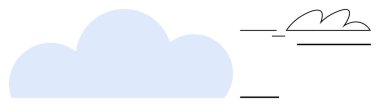 Blue cloud with clean curved edges beside a black outlined cloud with minimal strokes. Ideal for weather, nature, simplicity, creativity, data storage, dreams, environment. Simple flat metaphor