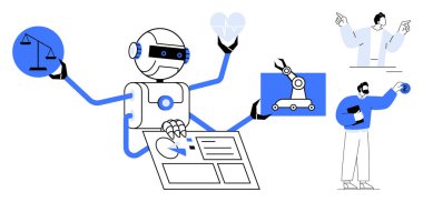 Robot, hukuk, sağlık, otomasyon ve veri yönetimi gibi çeşitli görevleri yerine getiriyor. İnsanlar robotik gelişmeleri gözlemleyip etkileşime geçiyorlar. Yapay zeka, robot bilimi, çoklu görev, gelecekteki toplum için ideal