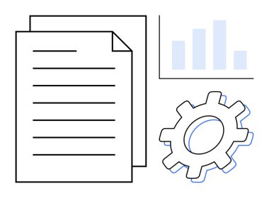 Belge ve teçhizat çubuk grafiğinin yanındaki ayarları ve süreçleri temsil eder. Çalışma akışı, analitik, iş stratejisi, belge yönetimi, veri örgütü, ofis sistemleri için ideal