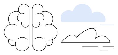 Minimalist beyin, soyut bulutların yanı sıra kavramsal düşünce, yaratıcılık, yenilik ve fikirleri de çağrıştırıyor. Psikoloji, beyin fırtınası, hayal gücü, eğitim, zihinsel sağlık planlaması için ideal