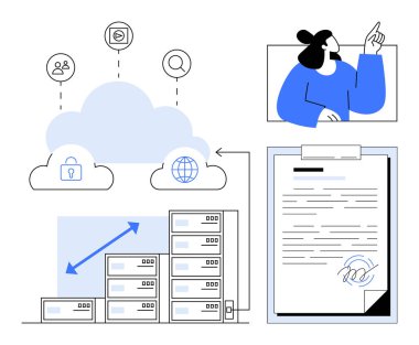 Bulut deposu, belge yönetimi, ölçeklenebilir veritabanı, güvenlik simgeleri, kullanıcı etkileşimi, küresel bağlantı. Bulut hesaplama, veri örgütü, işbirliği güvenlik teknolojisi için ideal