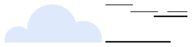 Soft blue cloud with horizontal black wind streaks, symbolizing movement, atmosphere, and natural flow. Ideal for weather, technology, environment, innovation data simplicity energy. Simple flat