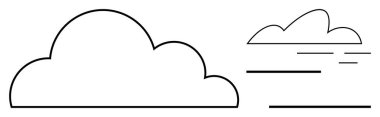 Minimalist cloud in two styles, one solid and one with motion lines. Ideal for weather, movement, speed, nature, cycles, simplicity and atmospheric themes. Clean flat metaphor