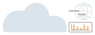 Geniş bulut, bağlantı çizgileri olan dünya ve bulut teknolojisini, veri paylaşımını ve analitiği gösteren çubuk grafiği. Teknoloji, yenilik, küresel ağ, veri bilimi bulut depolama bilimi bilimi için ideal