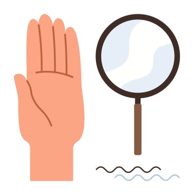 Çizgilerin üzerinde büyüteç, incelenme, keşif, odaklanma, gözlem, teftiş ve araştırmayı sembolize ediyor. Problem çözme değerlendirmesi ve keşfi öğrenmek için ideal