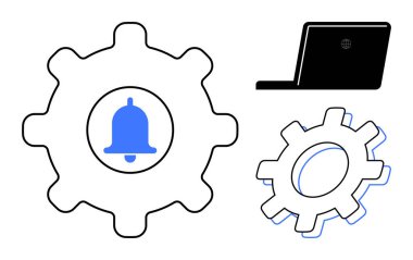 Çan uyarı, dizüstü bilgisayar ve ek teçhizat ile donanım sistem ayarları, yönetim ve işbirliği. Yazılım, otomasyon, dijital araçlar, görev yönetimi için ideal