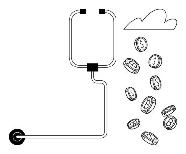 Kabloyla bir cihaza bağlanan bulut depolama madeni paralar açığa çıkarıyor. Finans, kripto, teknoloji, bulut hesaplama, yatırım, yenilik için ideal, basit düz metafor
