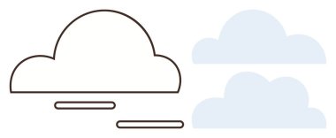 İki yarı şeffaf bulutun yanında yüzen çizgiler olan ana hat bulutu. Hava, iletişim, çevre temaları, teknoloji, hava, enerji, minimalizm için idealdir. Basit düz metafor