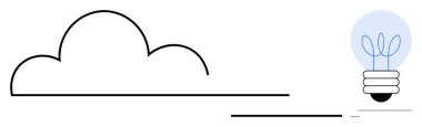 İçinde bitki bulunan minimalist bulut ve ampul, çevre dostu teknolojiyi, yaratıcılığı ve temiz enerjiyi sembolize ediyor. Yenilik için ideal, sürdürülebilirlik, teknoloji, çevre, enerji ilhamı