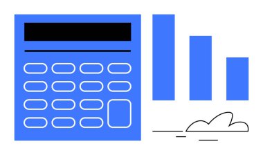 Hesaplayıcı ve bar grafiği finansal veri analizi, kaynak planlaması veya bütçe göstermektedir. Finans, eğitim, analitik, denetim, raporlama, iş büyümesi ve pazar anlayışları için ideal