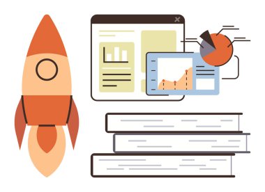 Roket, veri tabloları ve istiflenmiş kitapların yanı sıra dijital raporlar büyüme, analitik, öğrenme, strateji, keşif, yenilik ve iş planlamasını temsil etmektedir. Başarı odaklı basit düz daire için ideal