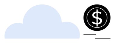 Bulut ve dolar madeni paraları dijital depolama, finansal teknoloji entegrasyonu ve veri yönetimini ön plana çıkarır. Bulut hesaplama, fintech, dijital ekonomi, tasarruf, yatırım, yenilik için ideal