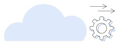 Çarklı ve oklu büyük bulut veri akışını, bağlantıyı ve otomasyonu simgeliyor. Teknoloji, bulut depolama, bilişim altyapısı, veri yönetimi, yenilik, verimlilik için ideal