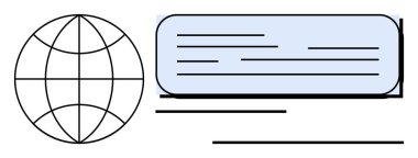 İletişim ve mesajlaşmayı temsil eden satırlar içeren dünya ve metin kutusu. Teknoloji, iletişim, ağ, küresel bağlantı, bilgi paylaşımı, çevrimiçi etkileşim, iş için ideal. Basit.