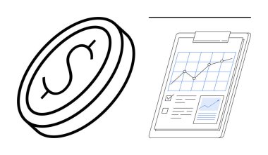 Not panosunun yanında yükselen trendler, onay kutuları ve veri görselleştirmesi olan bir tablo var. Finans, iş planlaması, analitik, büyüme, ekonomi ve yatırımlar için idealdir.