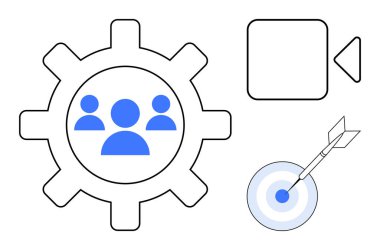 İnsanlarla teçhizat, video oyun ikonu, ve ok ile hedef, işbirliğini, verimliliği, medyayı, hassasiyeti, başarıyı, takım çalışmasını ve problem çözmeyi sembolize ediyor. Üretkenlik işi için ideal