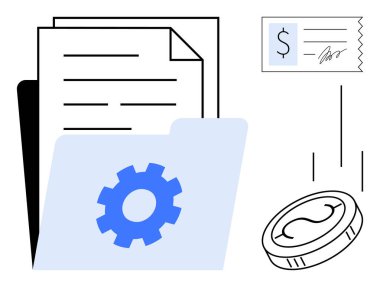 Teçhizat, belge, para ve makbuz içeren klasör verimlilik, maliyet analizi ve belge otomasyonunu ön plana çıkarıyor. Finans, iş akışı, ofis ekonomisi teknolojisi için idealdir.