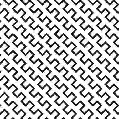 Kusursuz siyah beyaz köşegen kare zig zag deseni