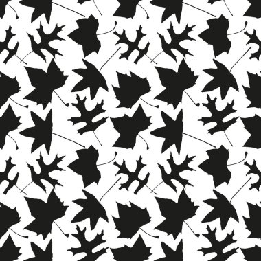 Kusursuz sonbahar yaprağı siluet desen arka planı