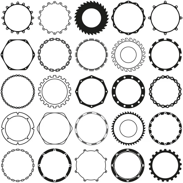 Collection Frontières Industrielles Pour Badge Logo Étiquettes Vintage Rond Circulaire — Image vectorielle