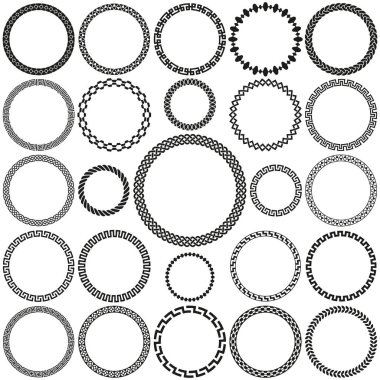 Collection of Round Decorative Border Frames with Clear Background. Ideal for vintage label designs. clipart