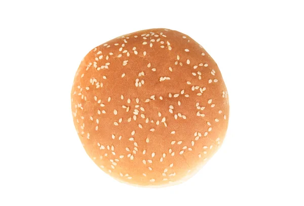 Булочка Пшеничного Гамбургера Рол Кунжутом Ізольована Білому Тлі Вид Зверху — стокове фото
