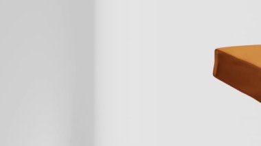 Kahverengi çanta kahve çekirdeği markalı dikey üç boyutlu animasyon. Ticari mallar alt paket tasarımı. Boş gıda ürünü Kraft kağıt paket şablonu Dükkan dağıtım indirimi gösterimi