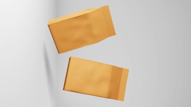 Paper Pouch Bags Coffee Beans Branding Floating Animation Loop Vertical — Vídeo de Stock