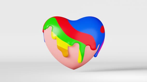 Lgbt Heart Liquid Rainbow Paint Splash Melting Swirl Glaze Animation — 비디오