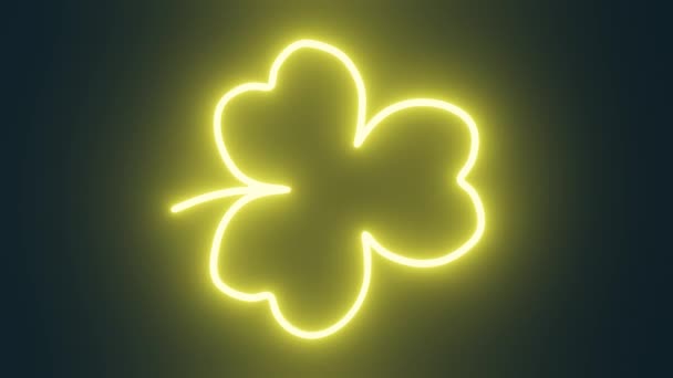 Happy Saint Patrick Day Neon Light Shamrock Vertical Animation Loop — Stock Video