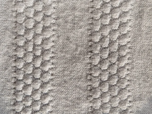 Texture Grise Tricotée Tissu Laine Gros Plan Textile Motif Tricot — Photo