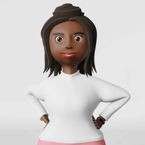 아프리카 미국인 긍정적 렌더링 미디어 아바타 디자인 크기의 여학생 얼굴은 — 스톡 사진